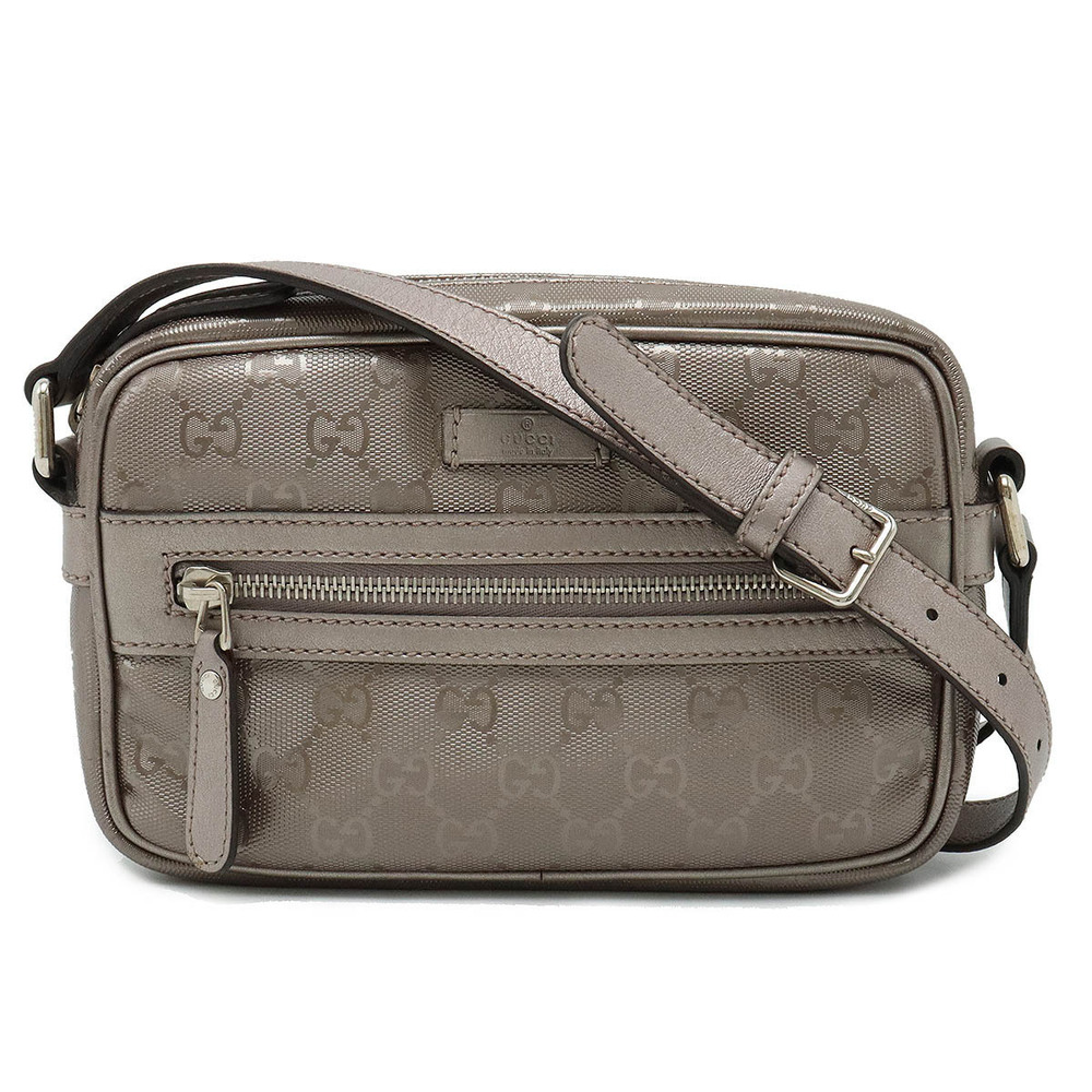 Gucci GG Imprime Crossbody Bag Leather Pink Silver Tone